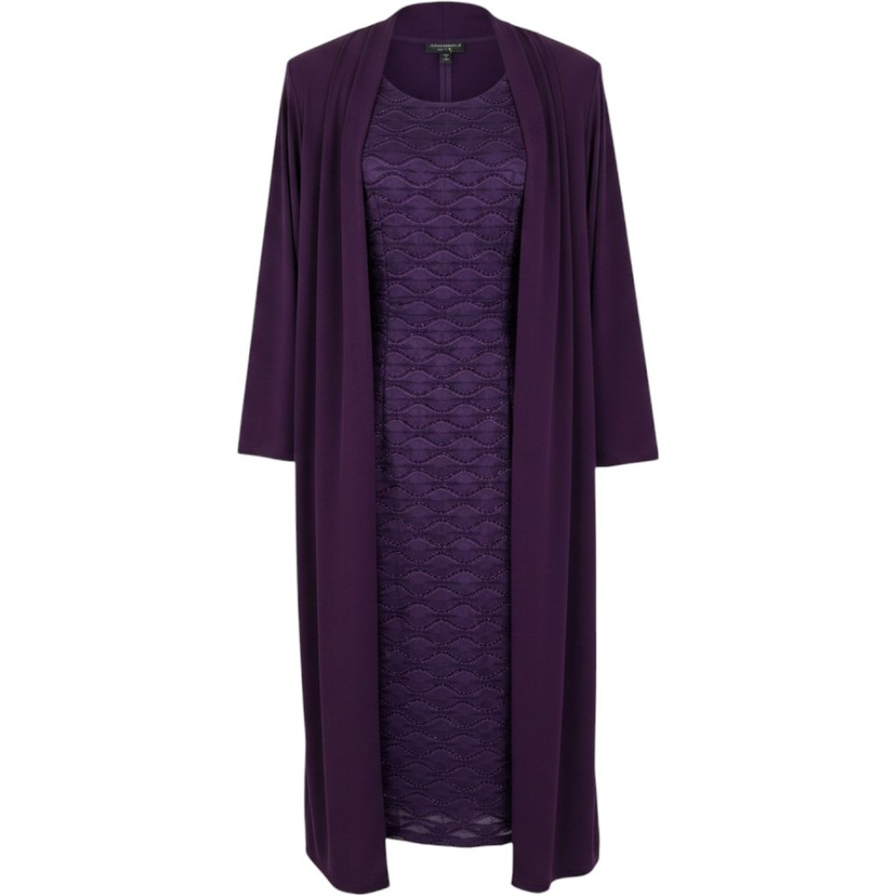 Connected Apparel Jacket Dress Women 20W Purple Glitter Wave Textured 2pc Set